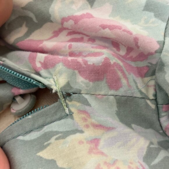 Vintage sage and pink floral Laura Ashley ss dress with piped bodice, US 10 - Picture 7 of 15